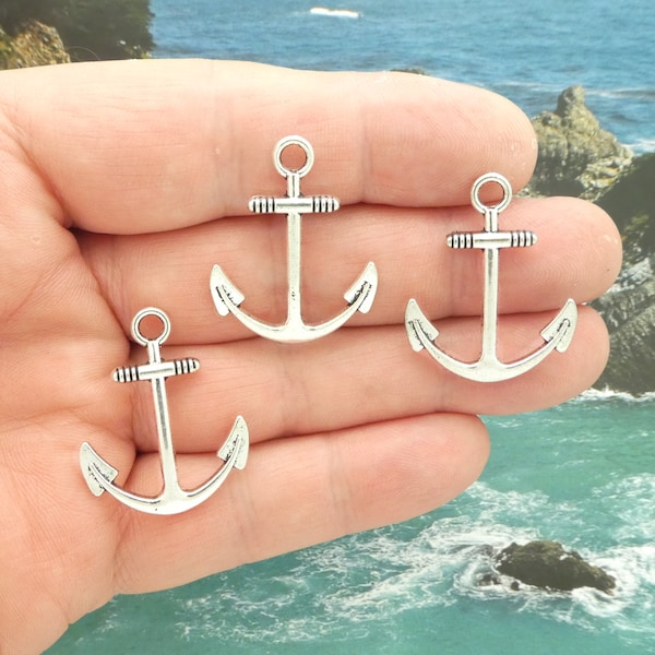 BULK 20 Silver Anchor Charm Pendant by TIJC SP1640B