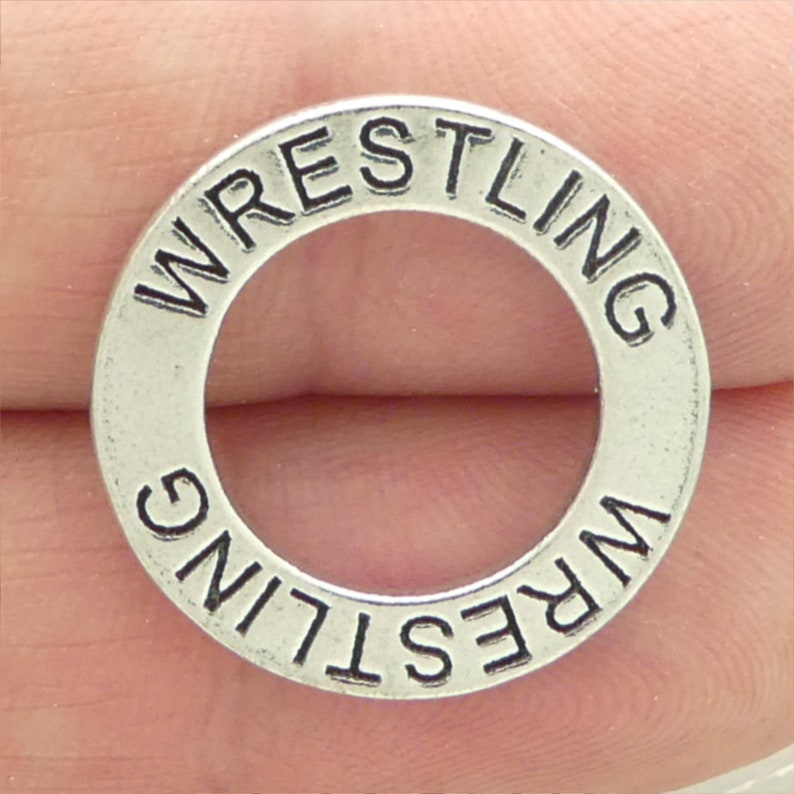 5 Silver Affirmation Ring Wrestling Charm by TIJC SP0370 image 6