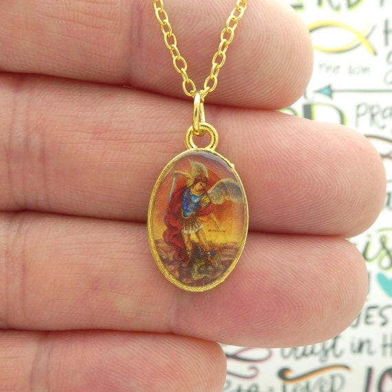 1 Gold St Michael Necklace by TIJC SP6043N - Etsy