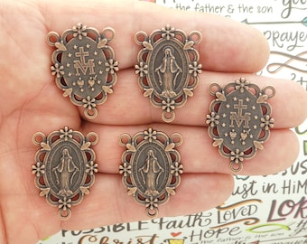 Bulk 8 Copper Miraculous Medal Rosary Centerpiece by TIJC SP2252B