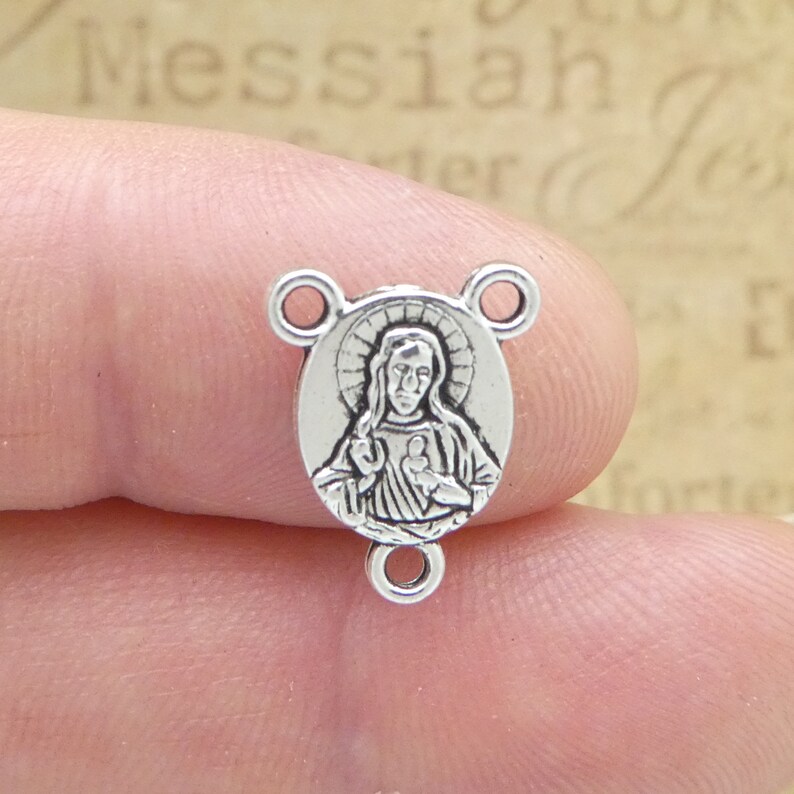 12 Sacred Heart of Jesus Silver Rosary Centerpieces by TIJC SP1803