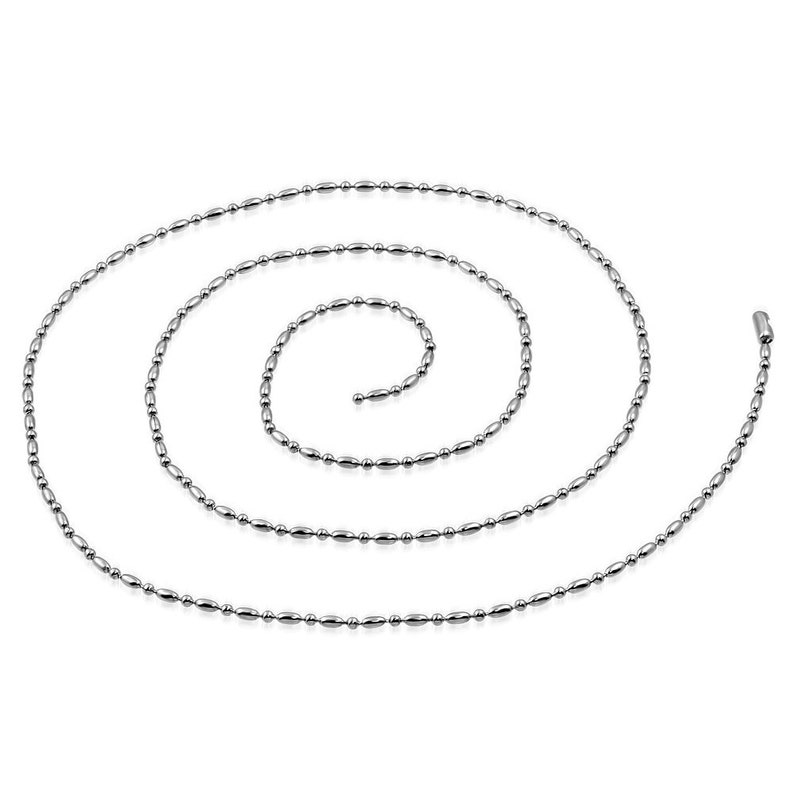 Oval Stainless Steel Bead Chain Necklace 24 inch Silver CJESST008