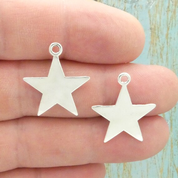 BULK 40 Silver Star Charm Pendant 17x15mm by TIJC SP0576B BULK 40 Silver Star Charm Pendant 17x15mm by TIJC SP0576B