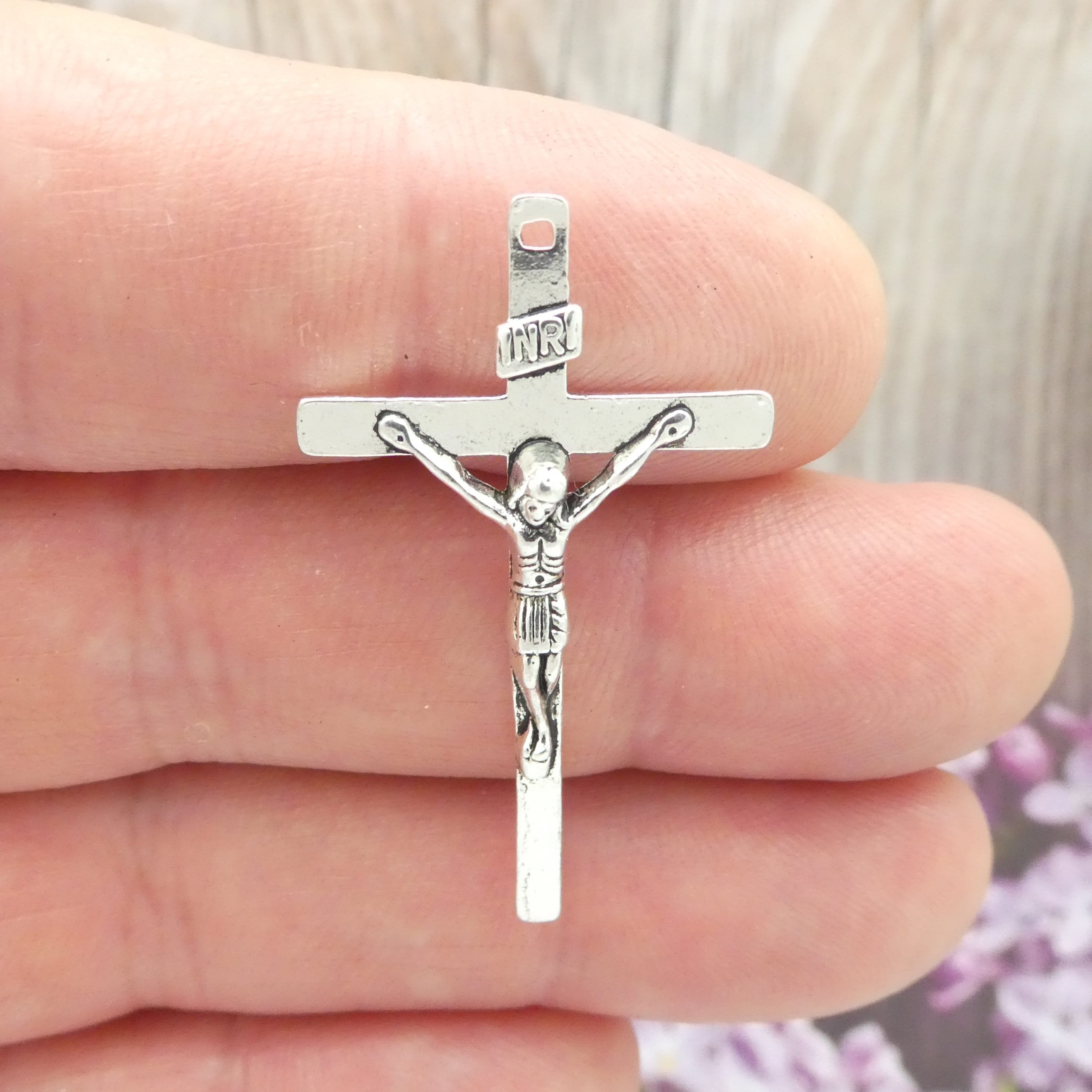 BULK 20 Plain Silver Crucifix Cross Pendant 34x19mm by TIJC
