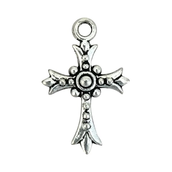 BULK 40 Silver Orthodox Cross Charm 24x15mm by TIJC SP1406B