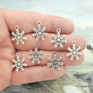 BULK 40 Snowflake Charm Pendant Silver by TIJC SP0961B