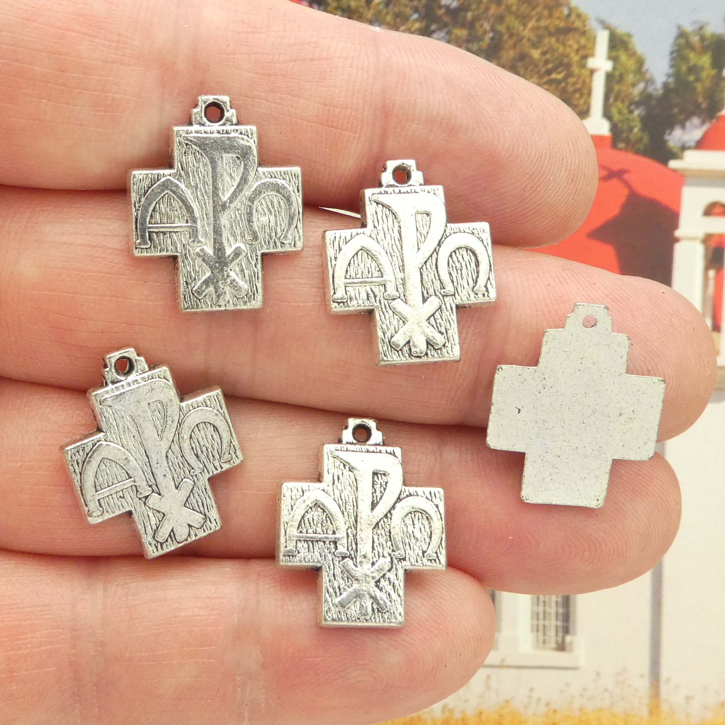 Alpha omega top cross pendant