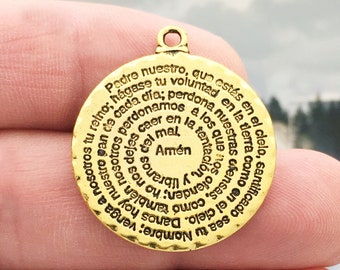 2 Spanish The Lords Prayer Charm Pendant Gold by TIJC SP1645