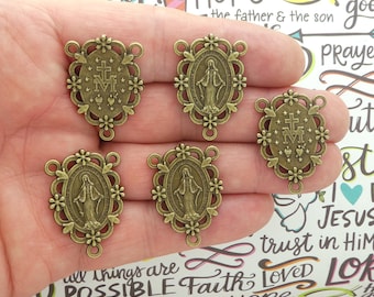 Bulk 8 Bronze Miraculous Medal Rosary Centerpiece by TIJC SP2248B