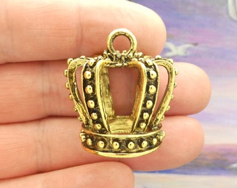 1 Crown Pendant for Jewelry Making Gold by TIJC SP2074