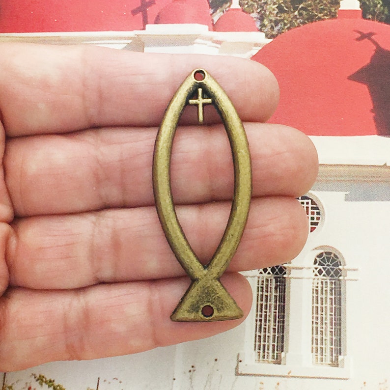 BULK 15 Christian Fish Charm Bracelet Connector Bronze by TIJC Etsy