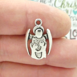 6 Guardian Angel Charm Silver 23x15mm by TIJC SP1889