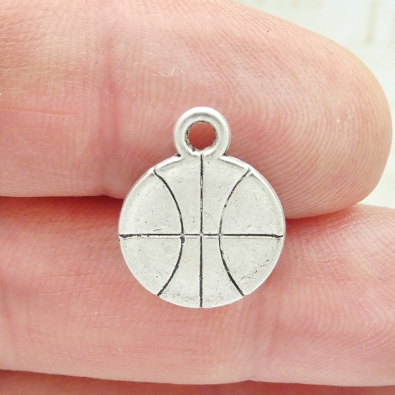 BULK 50 Silver Basketball Charm Pendant Flat by TIJC SP0964B Etsy