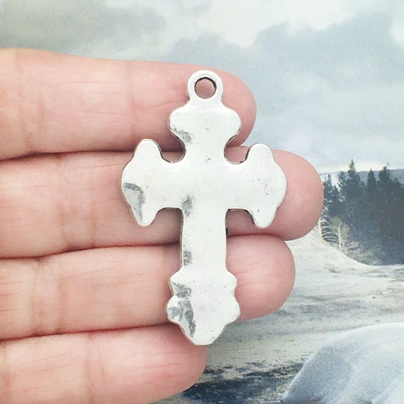 3 Silver Crucifix Cross Charm Rosary Parts by TIJC SP0356