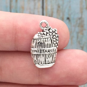 BULK 40 Wine Barrel Charm Silver by TIJC SP1723B