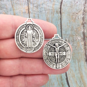 BULK 8 Silver St Benedict Medal Crucifix Pendant by TIJC SP1088B
