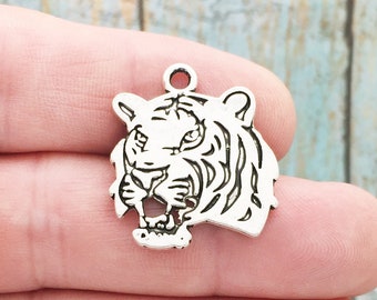 3 Head of a Silver Tiger Charm Pendant 26x24mm by TIJC SP0585