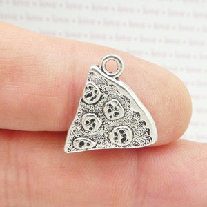 6 Silver Pizza Charm 21x19mm by TIJC SP1044