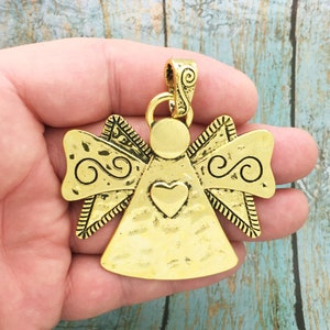 1 Gold Angel Charm Pendant Large by TIJC SP1476
