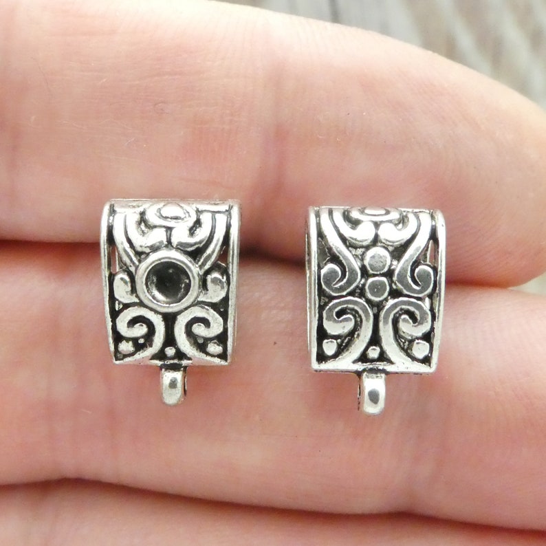 20 Silver Jewelry Bails Findings 15x9mm by TIJC SP0790 Etsy
