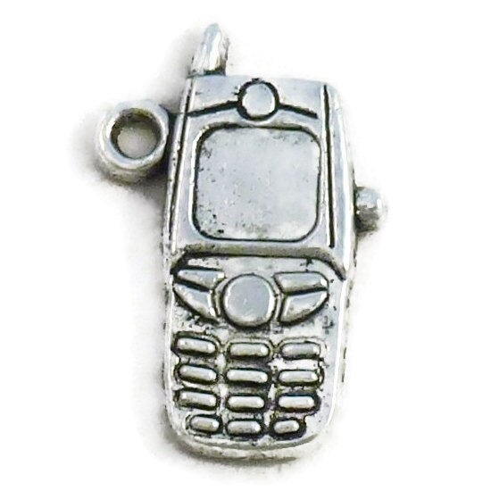8 Cellphone Charm Silver 24x16mm by TIJC SP0584 - Etsy