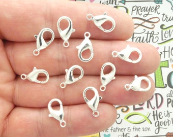 BULK 40 Silver Plated Lobster Clasp Findings 15mm x 9mm by TIJC SPLOB006B