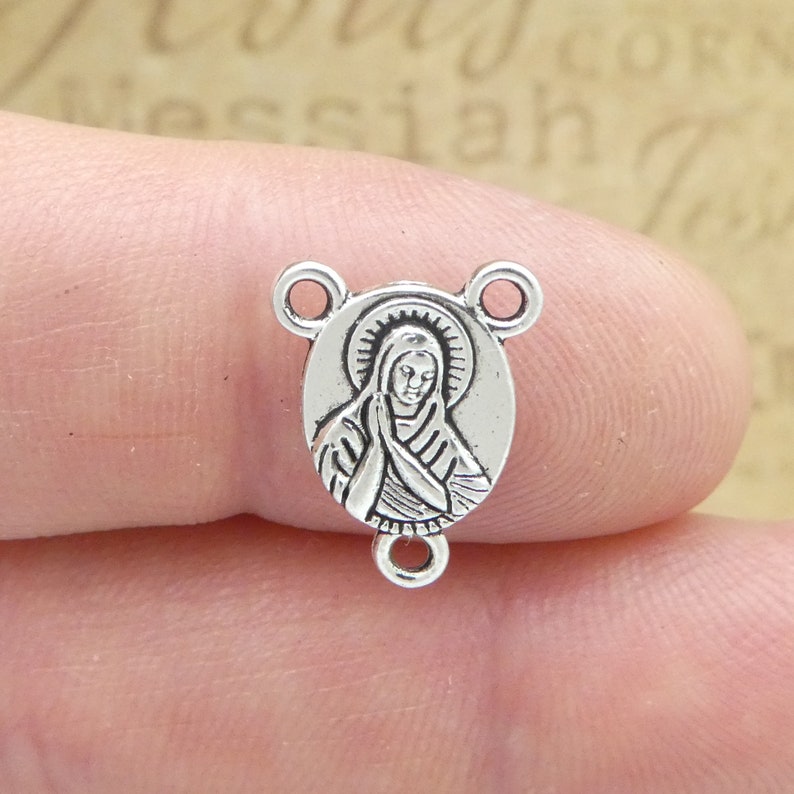 12 Sacred Heart of Jesus Silver Rosary Centerpieces by TIJC SP1803
