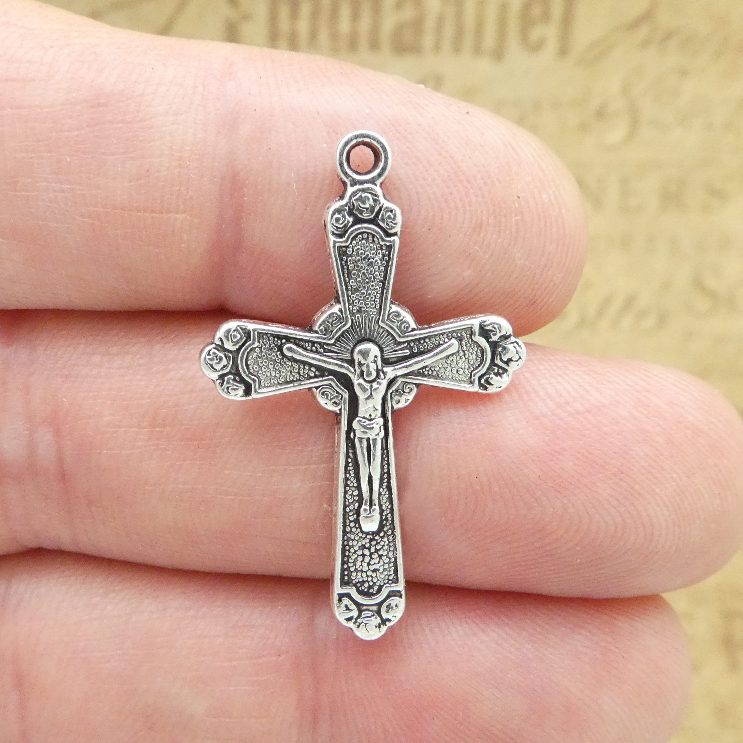 6 Silver Crucifix Cross Charm Pendant by TIJC SP1801 - Etsy