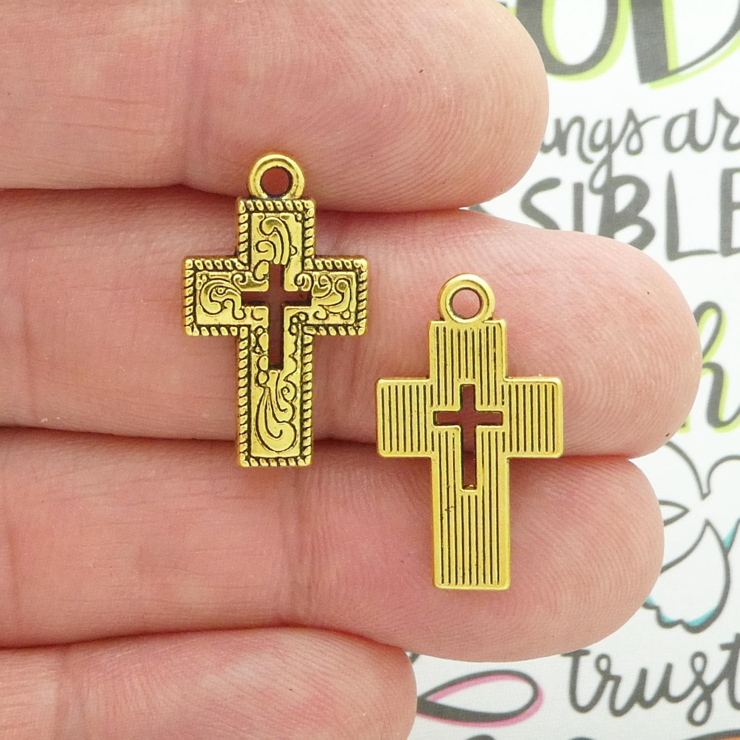 10 Gold Cross Charm Pendant 23x14mm by TIJC SP1359 - Etsy 10 Gold Cross Charm Pendant 23x14mm by TIJC SP1359 - Etsy