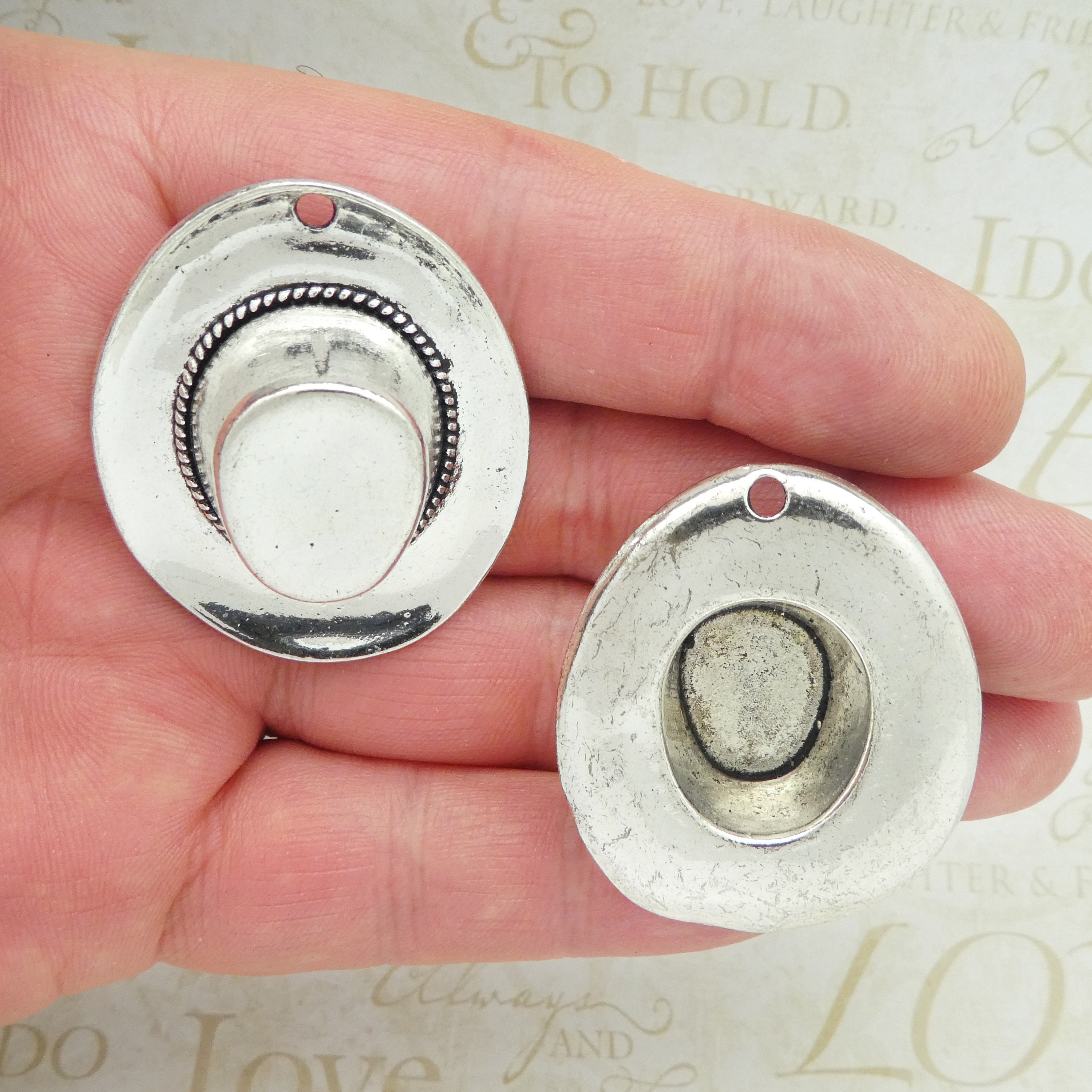 1 Cowboy Hat Charm Silver Large by TIJC SP1846 Etsy