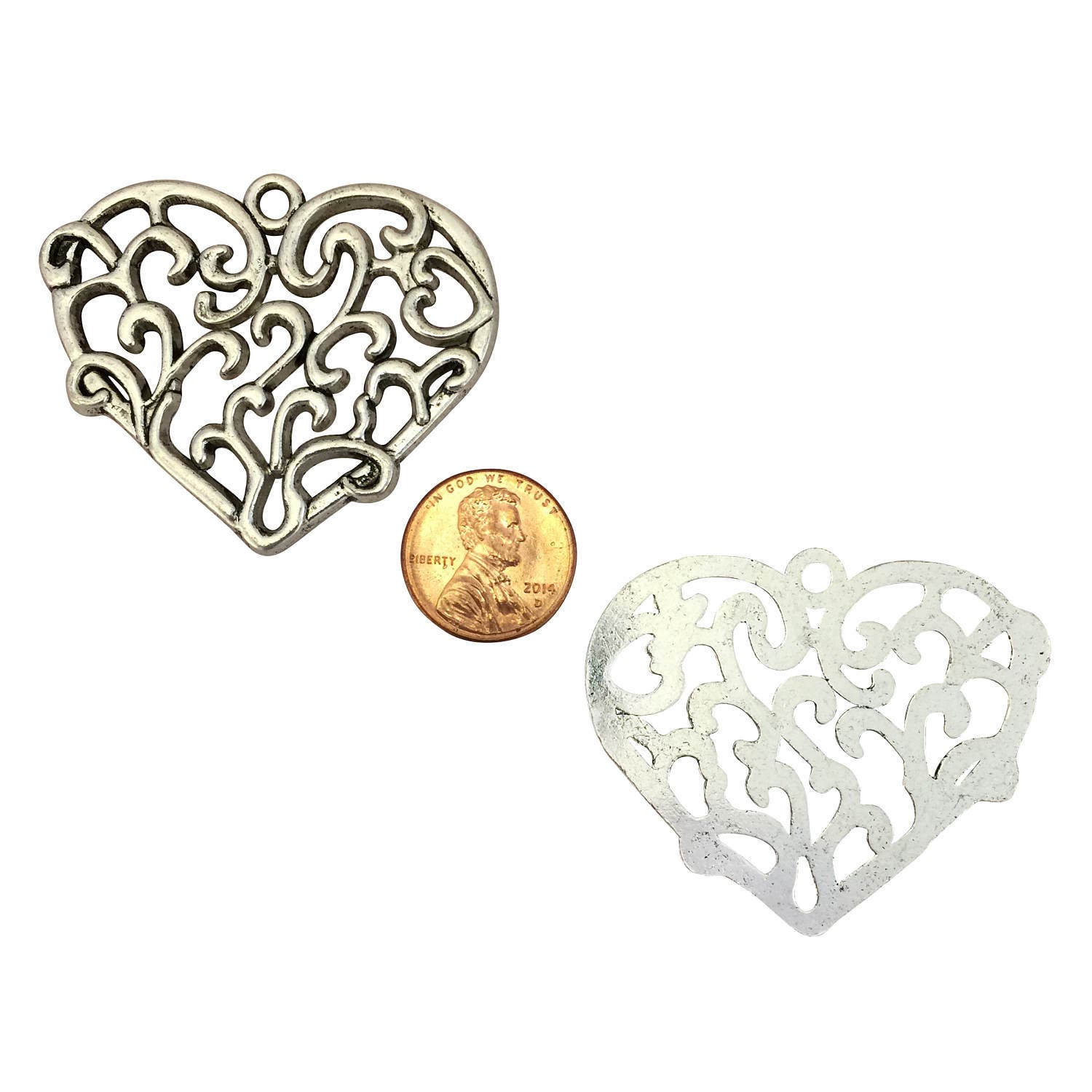 Oxidized Filigree Heart Charm
