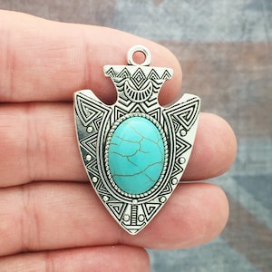 1 Turquoise Arrowhead Pendant Silver by TIJC SP1627