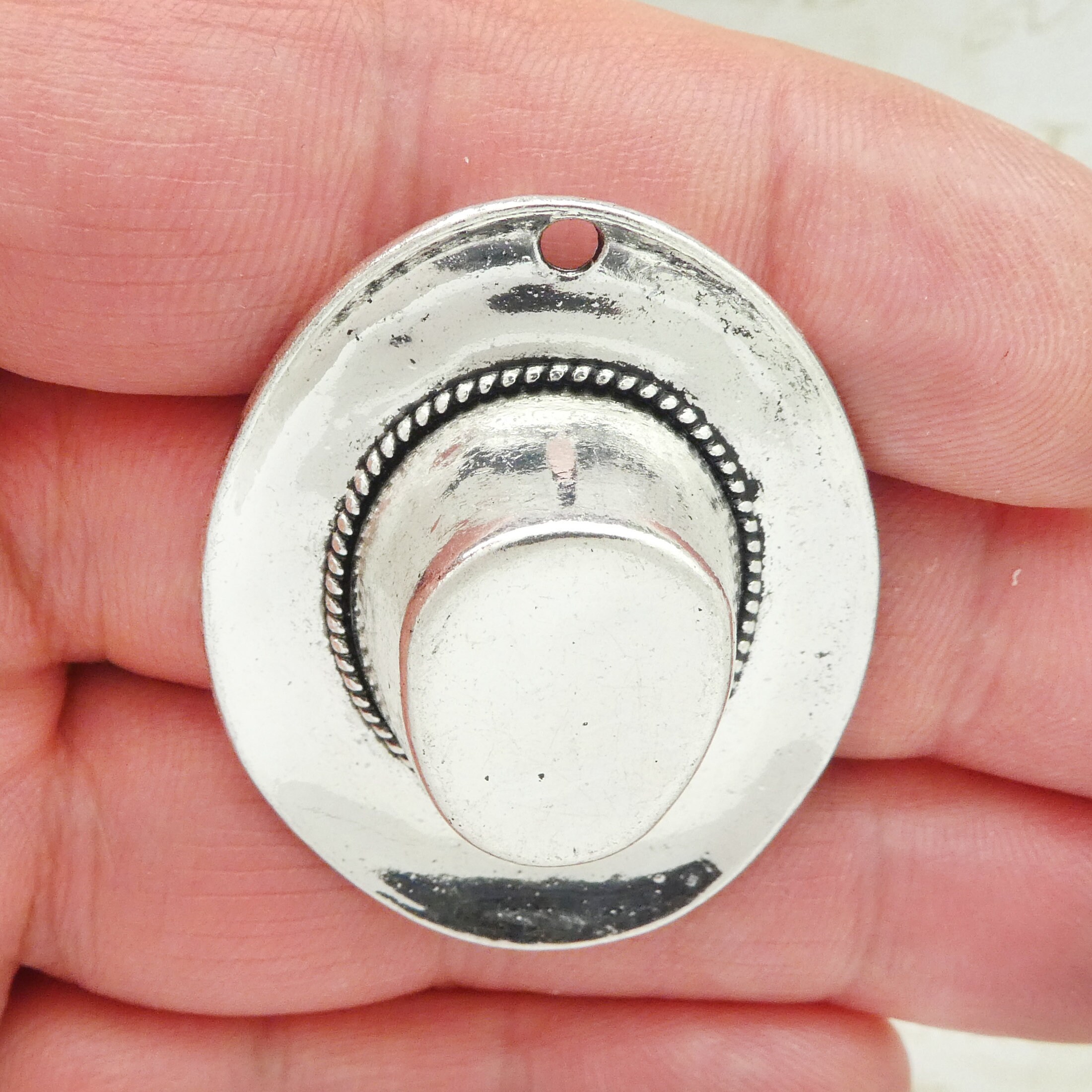 1 Cowboy Hat Charm Silver Large by TIJC SP1846 Etsy