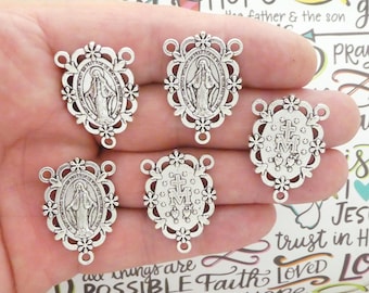 Bulk 8 Silver Miraculous Medal Rosary Centerpiece by TIJC SP2247B