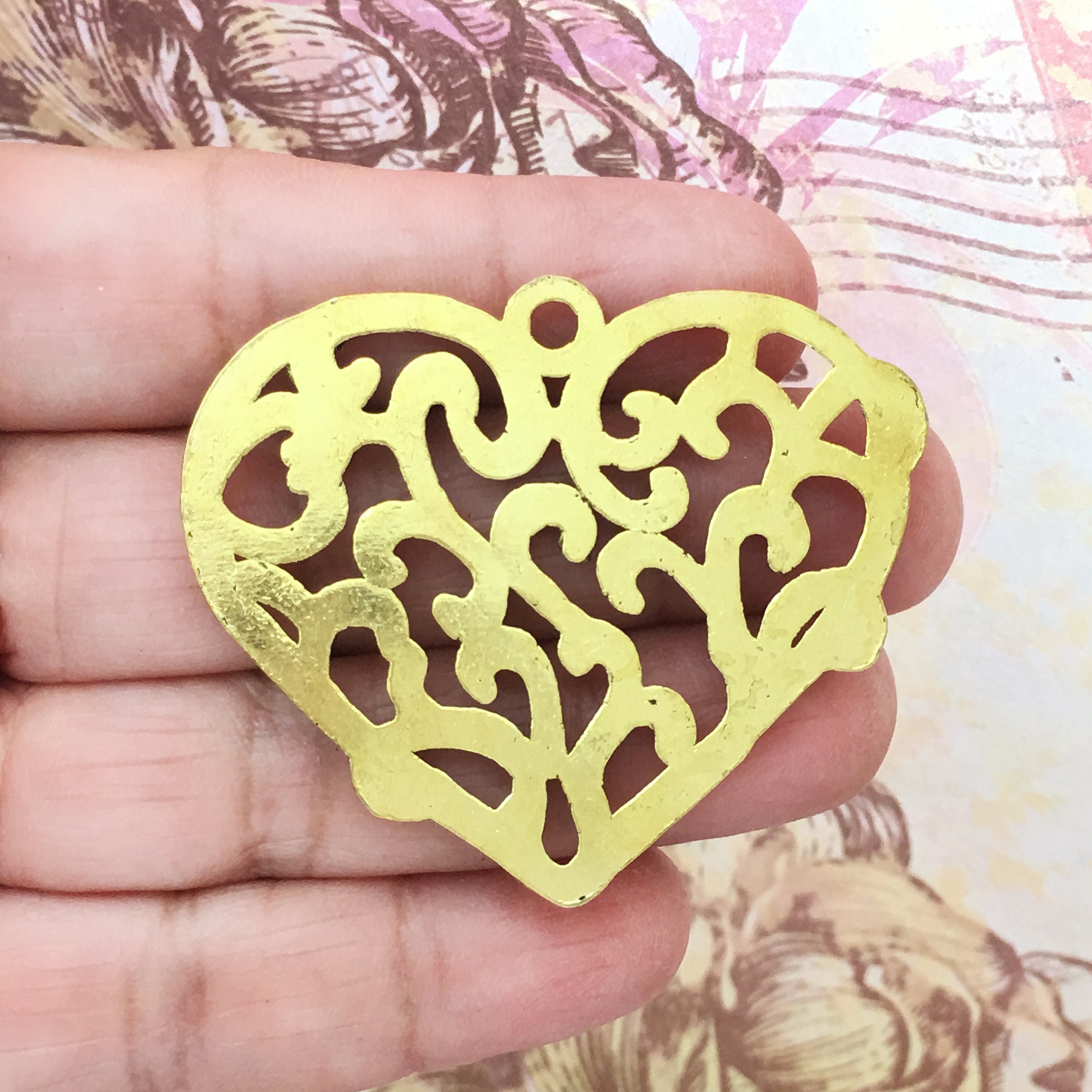 Oxidized Filigree Heart Charm main image 0