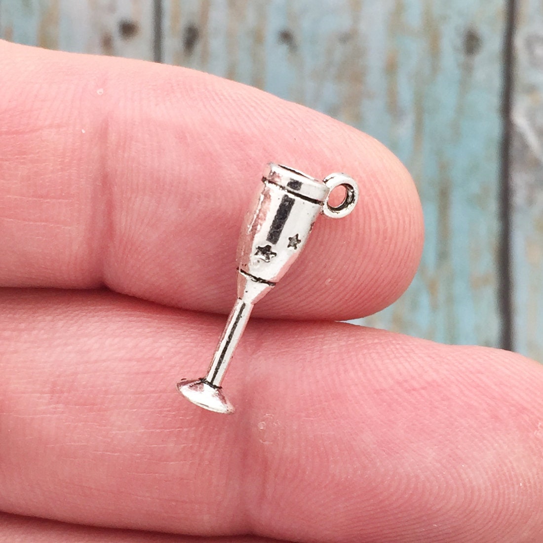 12 Champagne Flute Charms Silver by TIJC SP0516 Etsy