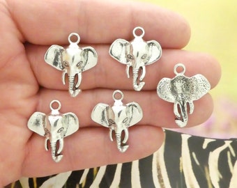 BULK 20 Silver Elephant Charm Pendant Small by TIJC SP0689B