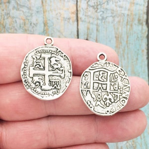 3 Spanish Coin Charm Pendant Silver by TIJC SP1649
