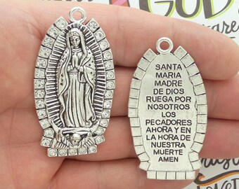 1 Silver Our Lady of Guadalupe Medal with Crystal by TIJC SP2243