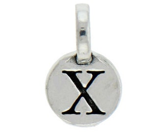 1 Round Silver Initial Charm 9mm Letter X by TIJC SPRX