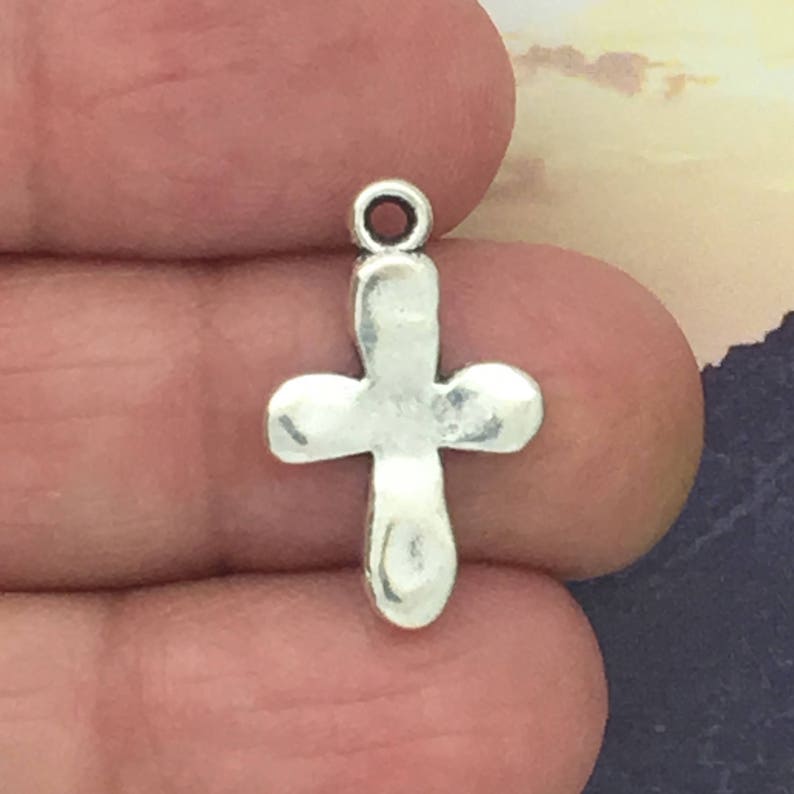 12 Hammered Silver Cross Charm Small by TIJC SP1140 Etsy