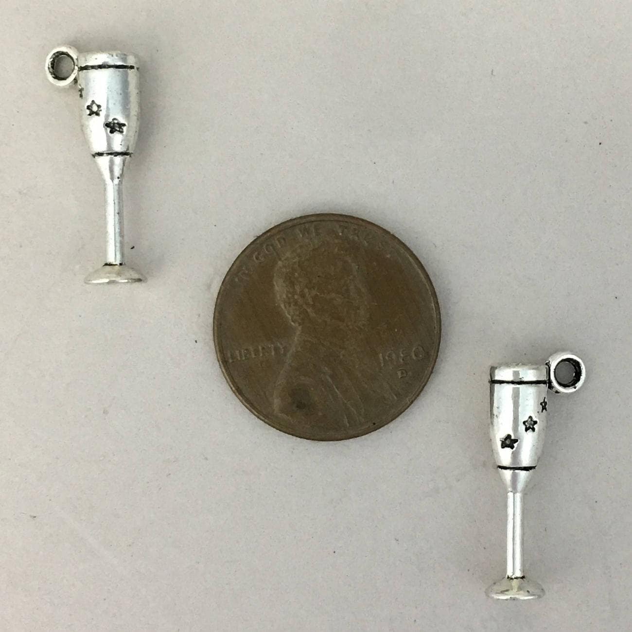 12 Champagne Flute Charms Silver by TIJC SP0516 Etsy