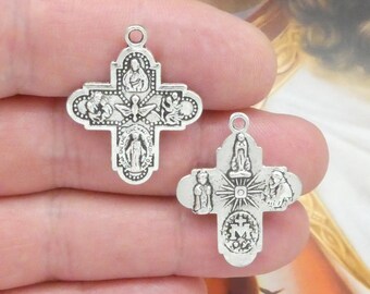 5 Miraculous Medal Silver Cross Charm by TIJC SP0172