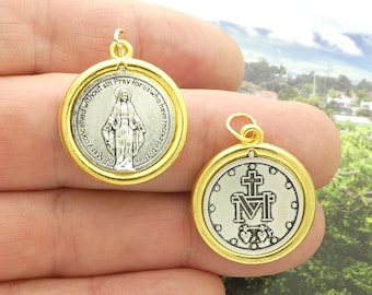 1 Miraculous Medal Pendant Silver and Gold by TIJC SP6070