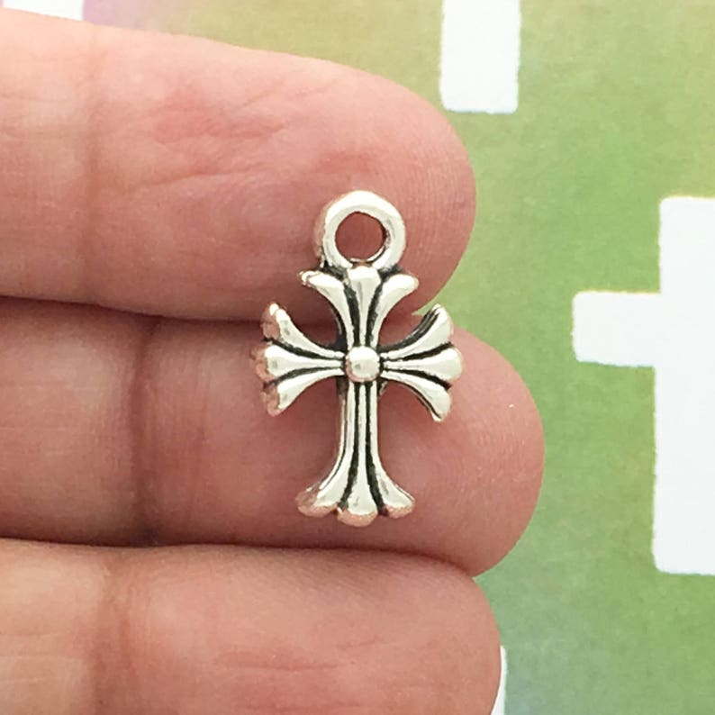 BULK 40 Small Cross Charm Silver by TIJC SP1356B Etsy