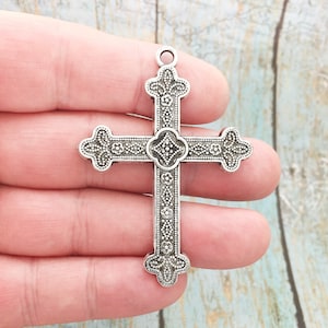 BULK 8 Silver Orthodox Cross Charm Pendant by TIJC SP1698B