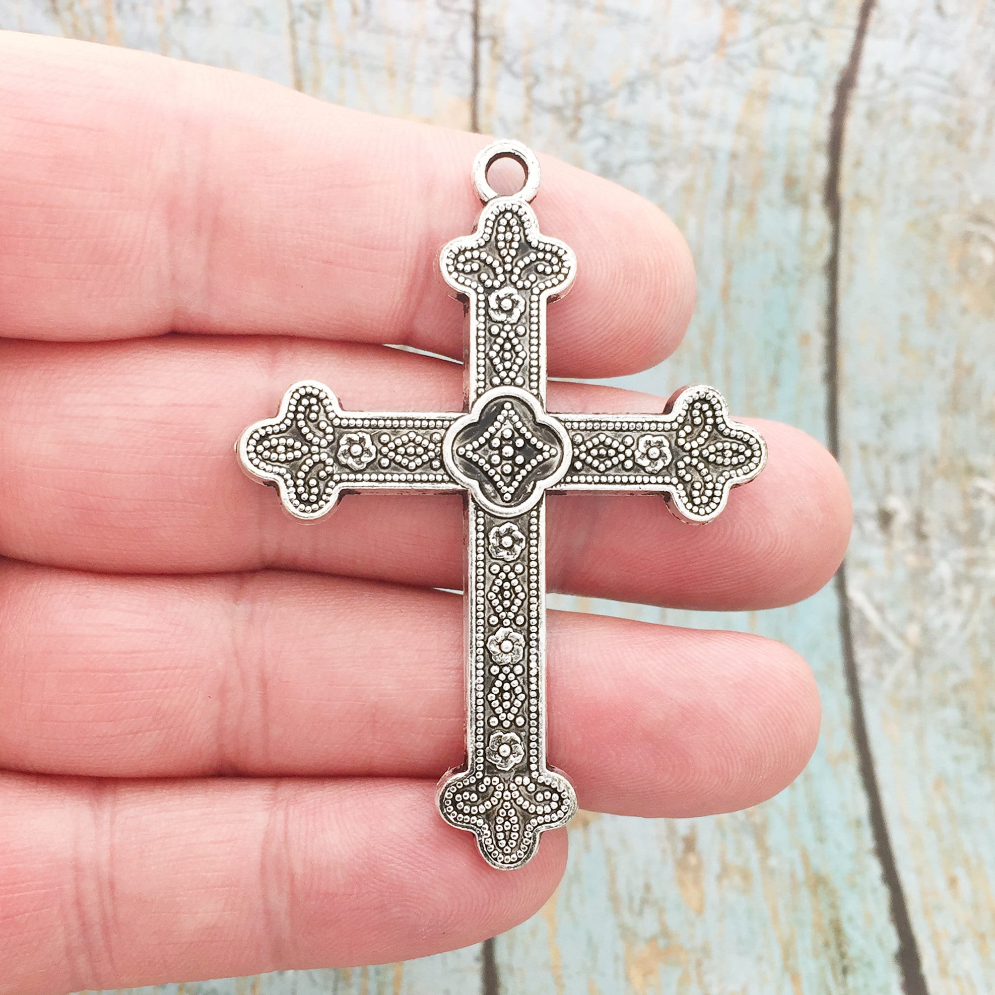 BULK 8 Silver Orthodox Cross Charm Pendant by TIJC SP1698B - Etsy