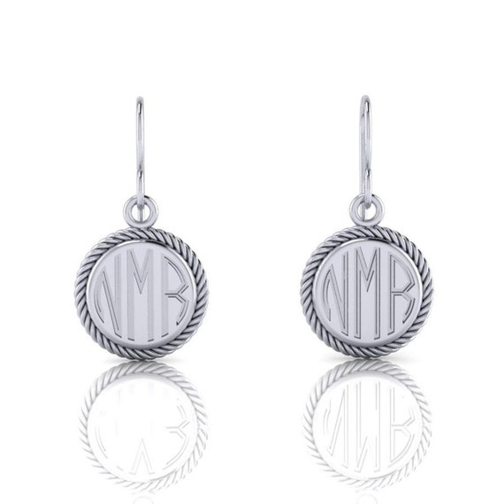 Personalized Earrings Round Sterling Silver by Tijc 07952c Etsy