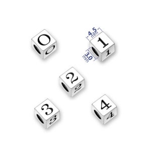 1 Any Sterling Silver Number or Symbol Beads 4.5mm of your choice by TIJC SS45