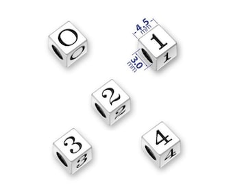 1 Any Sterling Silver Number or Symbol Beads 4.5mm of your choice by TIJC SS45